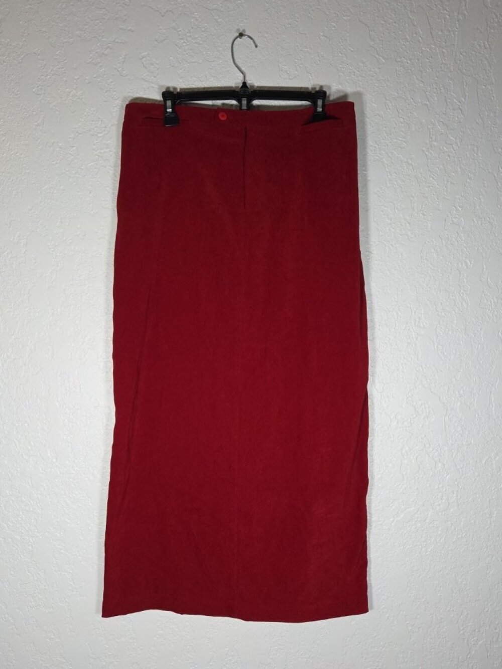 Vintage Stonebridge Maxi Skirt Size 14 Red Faux Suede Western Cottagecore Boho